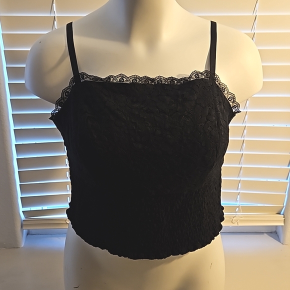 Torrid Black Lace Square Neck Crop Top - Picture 1 of 9